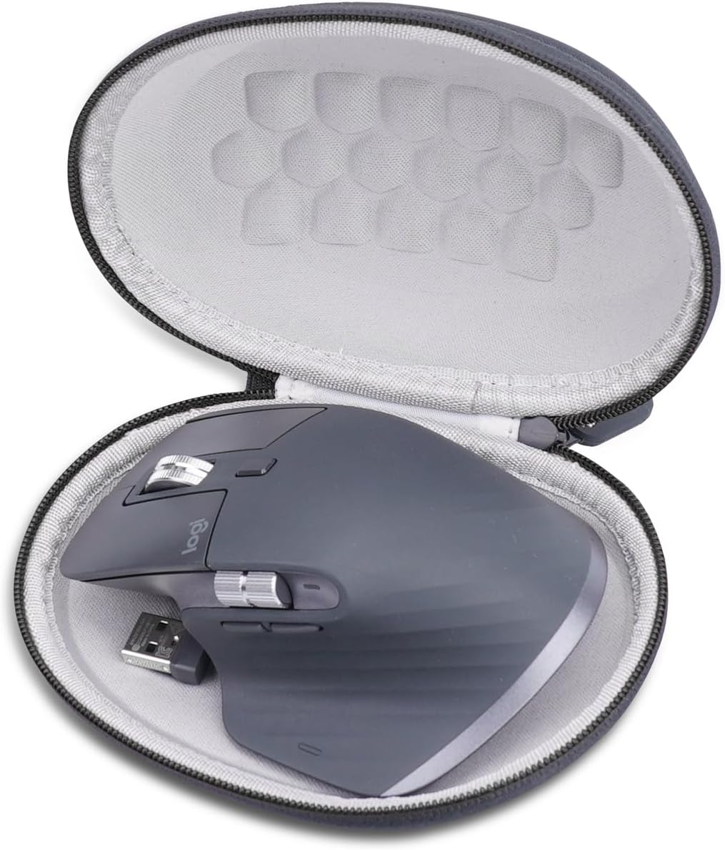 Estuche de viaje para Logitech MX Master 3  Master 3S mouse inalámbrico Bluetooth – (funda negra + interior gris)