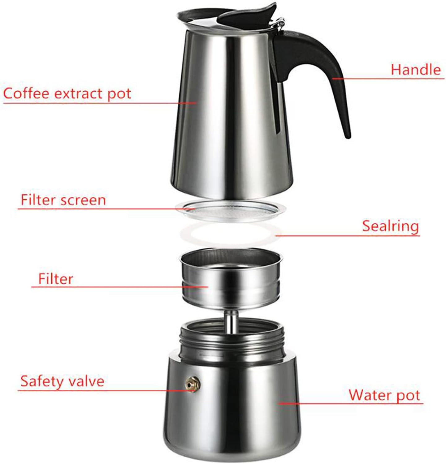 Olla moka de acero inoxidable de 110 V, cafetera para café expreso, cafetera moka para uso en casa y oficina (9 tazas (15.2 fl oz))