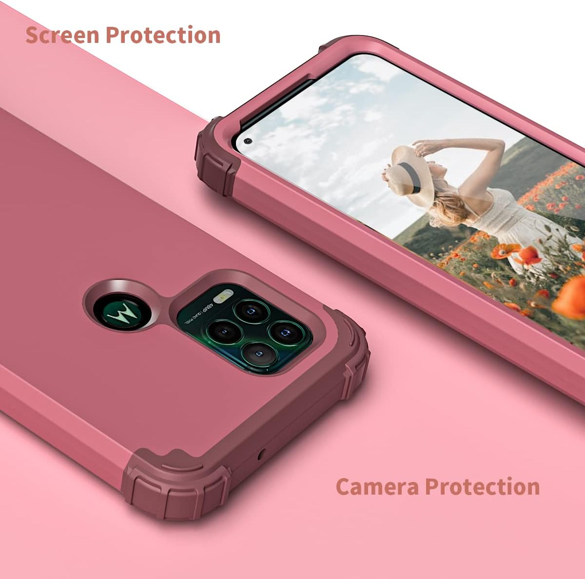 Fingic Funda compatible con Moto G Stylus 5G 2021, 3 en 1, de policarbonato duro resistente, silicona suave, a prueba de golpes, funda protectora