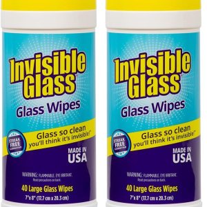 Invisible Glass 90160-2PK 40 toallitas de limpieza de vidrio sin pelusas, perfectas para espejos, ventanas, parabrisas para el hogar, automóvil y Invisible Glass 90160-2PK 40 toallitas de limpieza de vidrio sin pelusas, perfectas para espejos, ventanas, parabrisas para el hogar, automóvil y