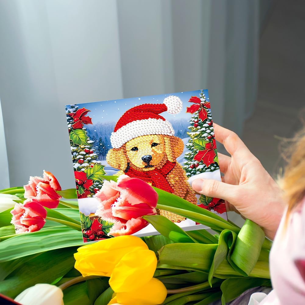 AZURAOKEY 812PCS Tarjeta de taladro de pintura de diamante de Navidad Tarjeta de felicitación Dibujo de diamante Tarjeta de vacaciones Tarjeta de