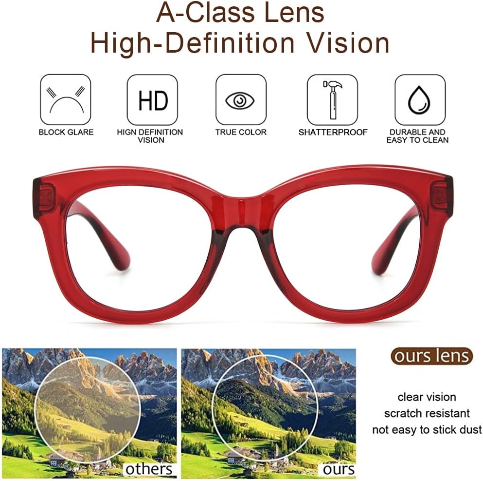 JiSoo Gafas de lectura de gran tamaño para mujeres y hombres, diseño elegante para lectores con marco grande
