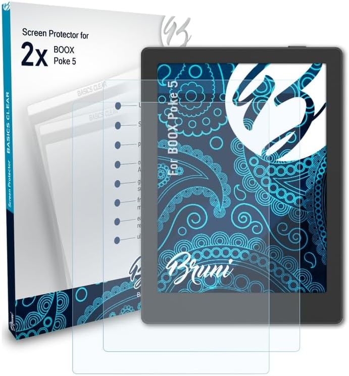 Bruni Protector de pantalla puede usarse con BOOX Poke 5 Protector Film, película protectora transparente (2X)