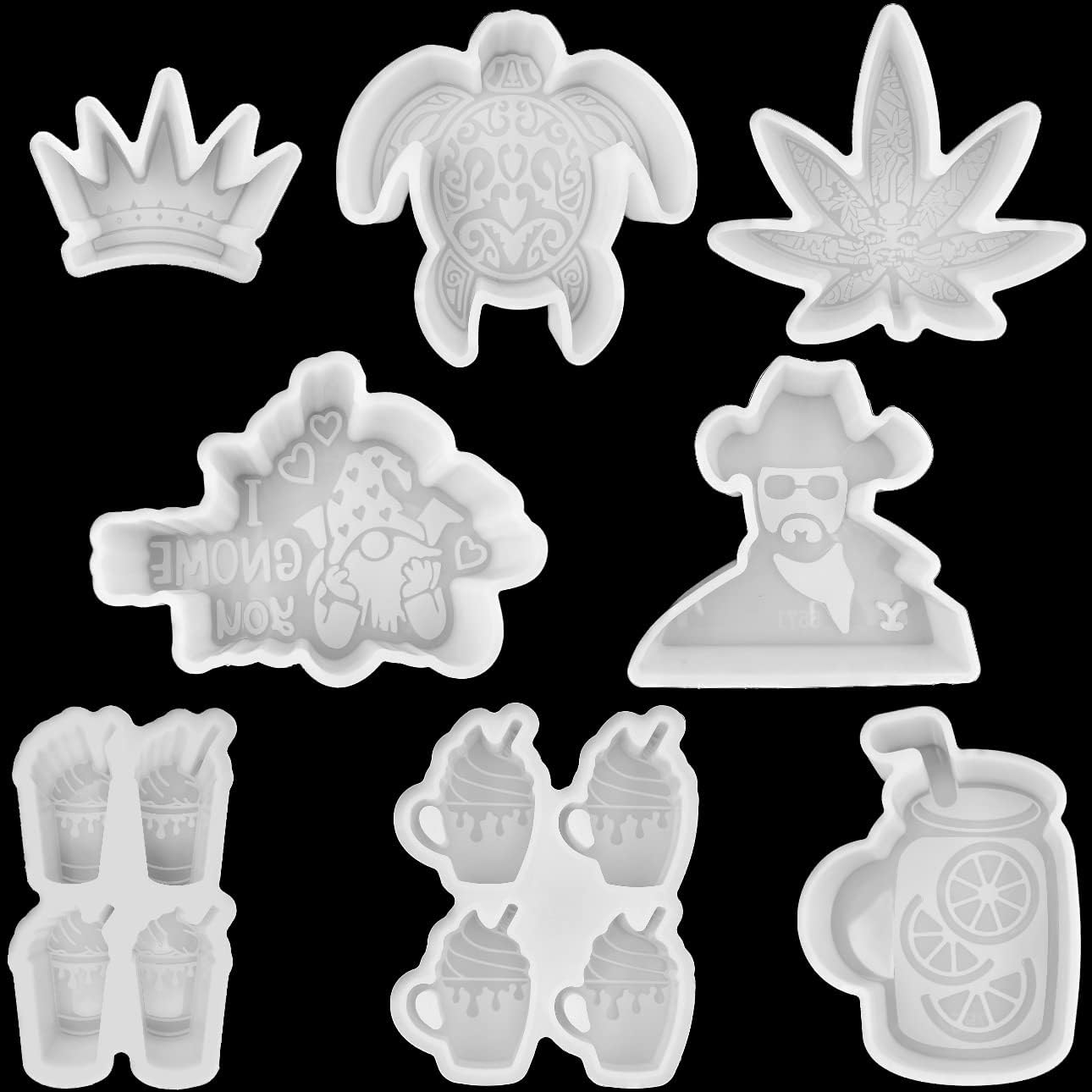 VONZK Freshie – Juego de 8 moldes de silicona Freshie para automóvil para cuentas aromáticas, moldes de freshies hechos a mano (corona de 8 piezas)