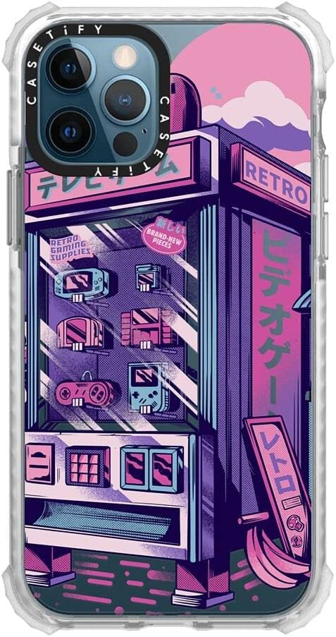 CASETiFY Funda Ultra Impact para iPhone 12  iPhone 12 Pro – Máquina expendedora retro – Clear Frost