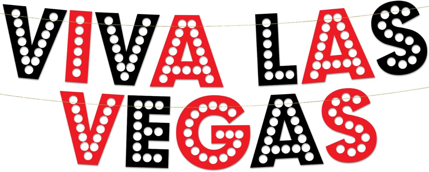 Viva Las Vegas – Cartel con purpurina roja y negra, decoración de despedida de soltera y fiesta de cumpleaños, regalos, suministros e ideas