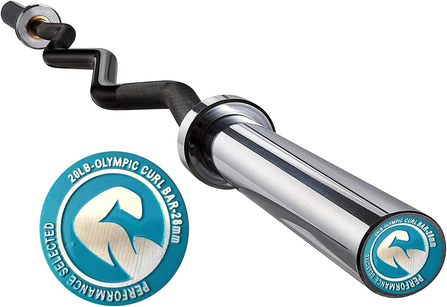 Chong – Barra olímpica de 47 pulgadas4 pies, barra de pesas de rizo EZ, capacidad de 350 libras para gimnasio en casa, entrenamiento de fuerza,