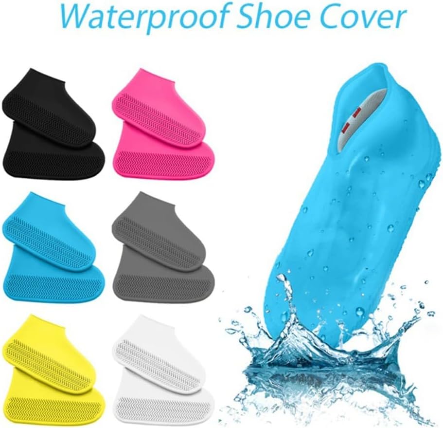 1 par de fundas reutilizables para zapatos, impermeables, antideslizantes, de silicona, resistentes al desgaste, botas de lluvia para botas al aire