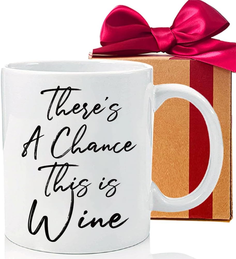 Taza de café con texto en inglés “There’s A Chance This Is Wine”, taza de alcohol humorística, regalos para amantes del vino, jefes, empleados,