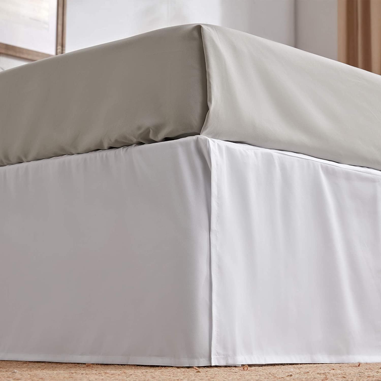 Comfort Beddings – Falda de cama tamaño King, estilo plisado, 100% tela de mezcla de algodón, ajuste a medida de alta calidad, 1 falda de cama