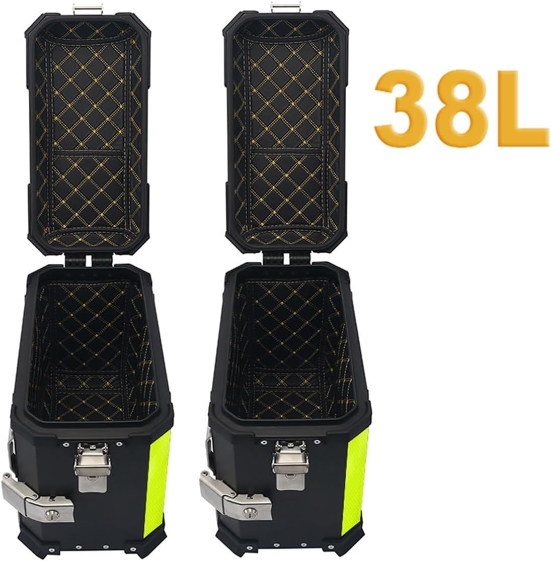 Maletas laterales para motocicleta, 38L de motocicleta de lado duro, alforjas para maletero Tour, maletín lateral negroplateado (color negro, tamaño