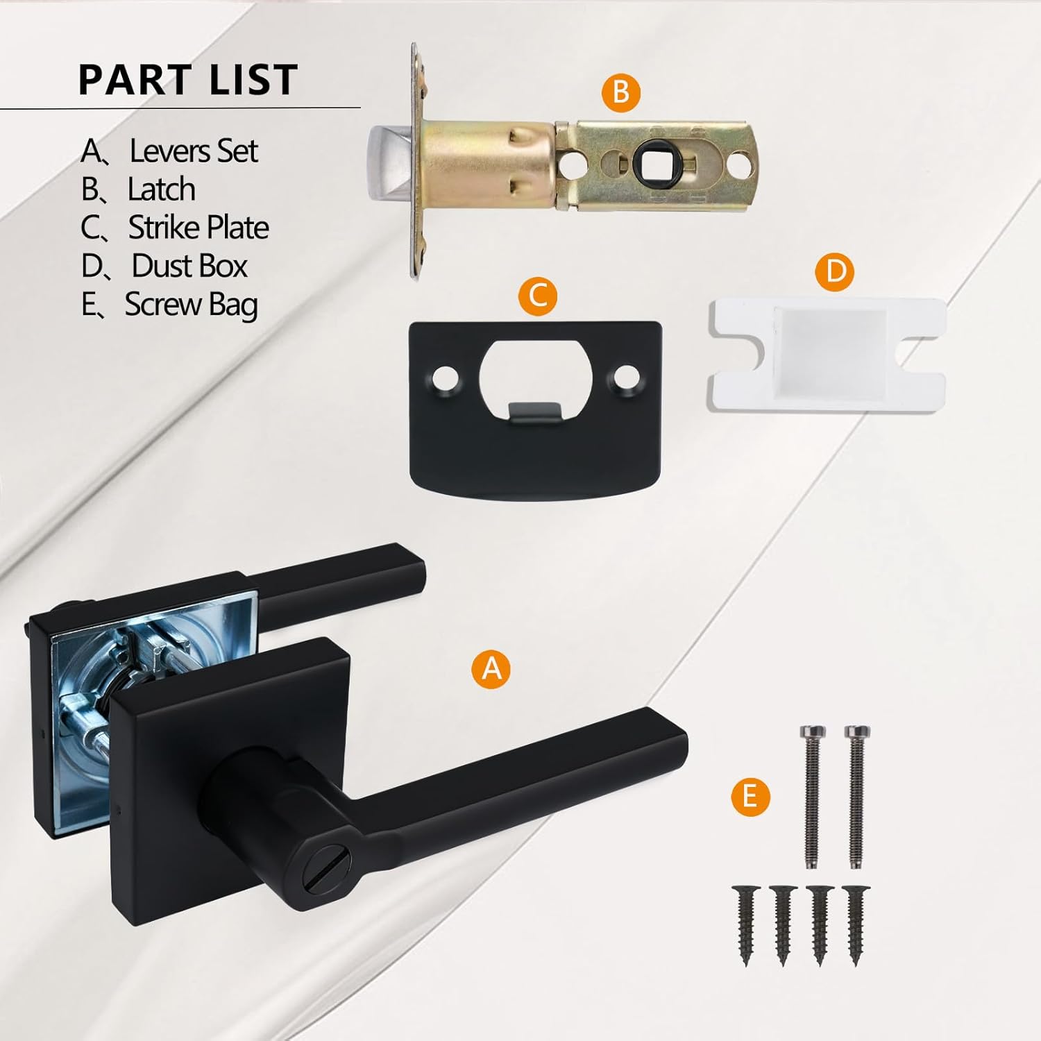 NEWBANG HD1601-DB-BK-6P – Paquete de 6 manijas para puerta de baño y baño para privacidad, manija de cerradura de puerta interior y baño en negro