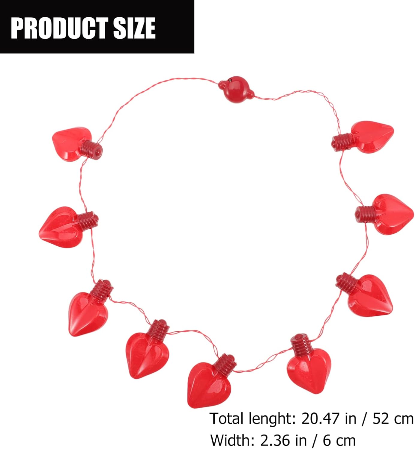 Abaodam Collar de corazón intermitente con luz LED en forma de corazón, collar de bombilla de corazón para el día de San Valentín para fiesta,
