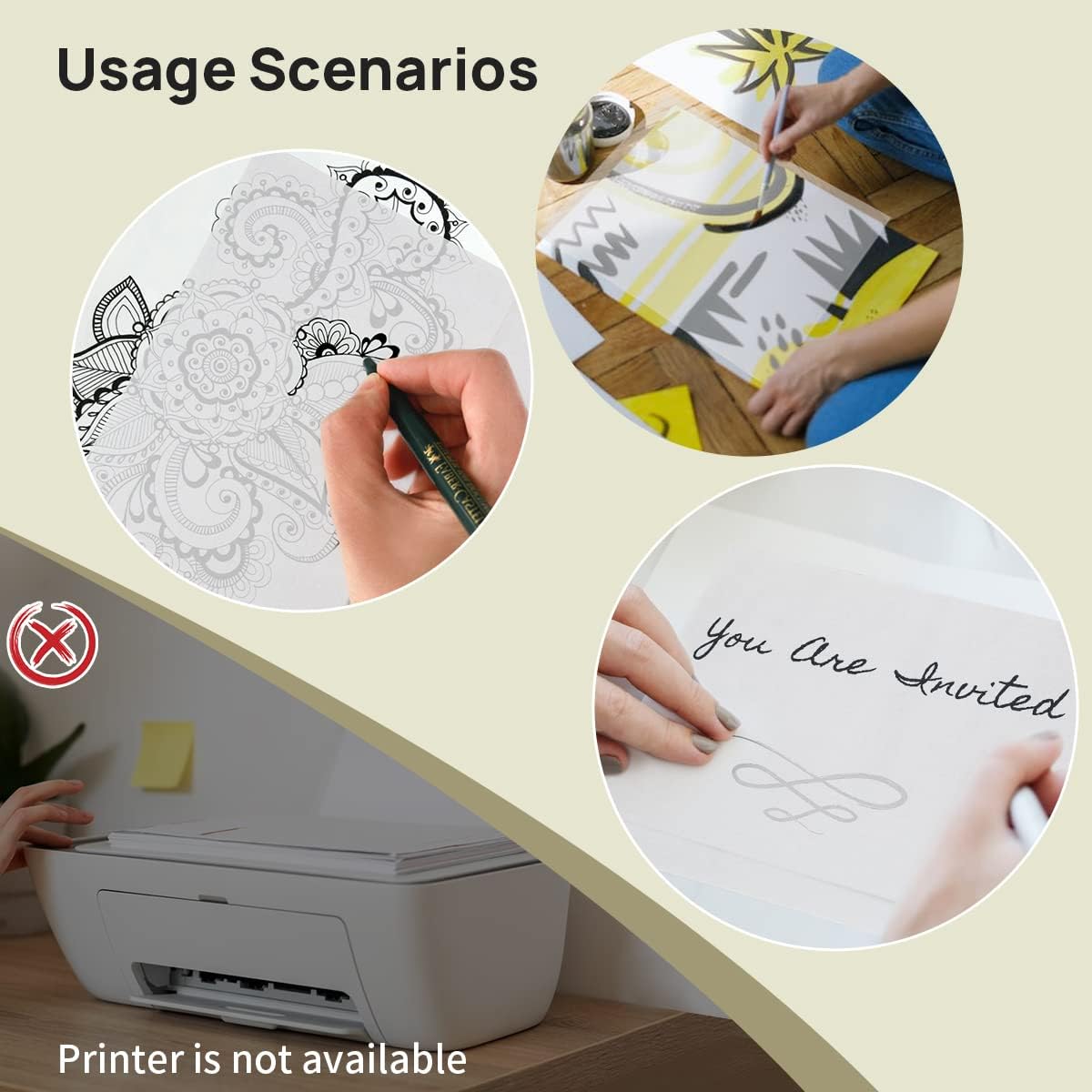 250 hojas de papel para dibujar bocetos, blocs de papel de rastro de artistas translúcidos de Catephe para dibujar, papel de dibujo transparente