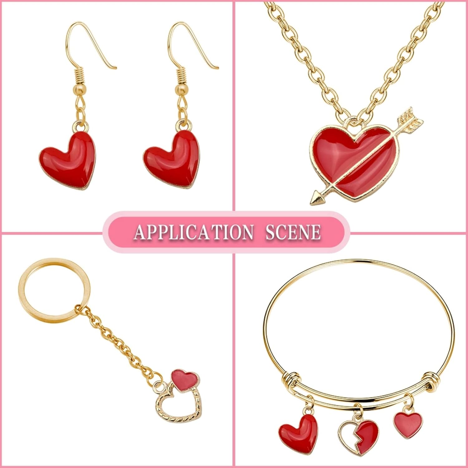 KitBeads Dijes de corazón de estilos mixtos con forma de corazón de dibujos animados para hacer pulseras a granel