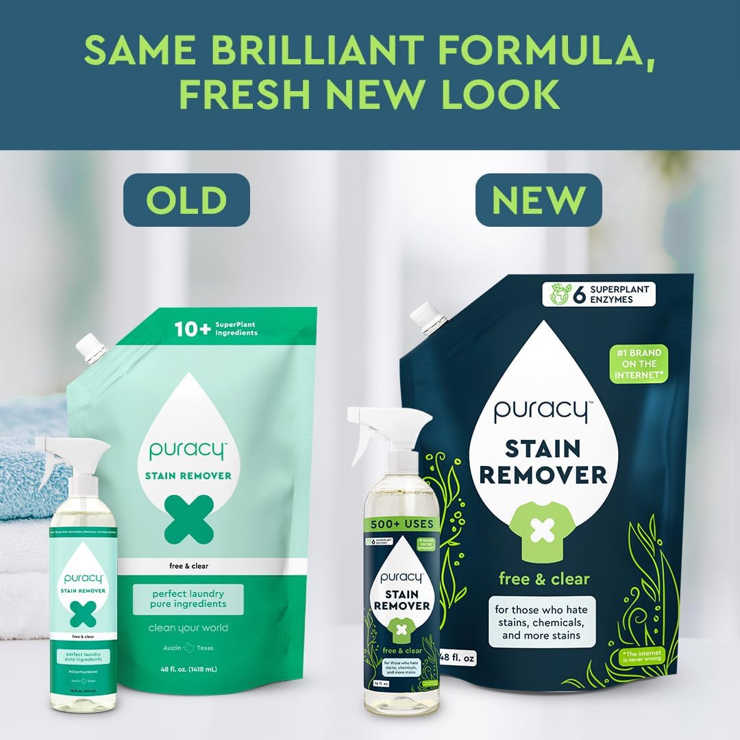 Puracy Recambio para quitar manchas de ropa  Perfecto para la ropa, ingredientes puros  con 6 enzimas supervegetales para una fácil eliminación de