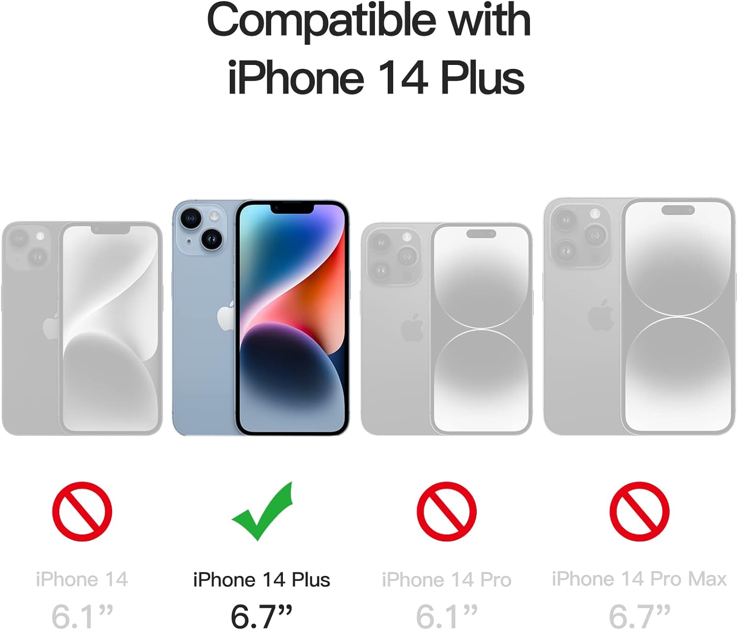 JETech One Touch Install Protector de pantalla para iPhone 14 Plus de 6.7 pulgadas, película de vidrio templado de cobertura completa, kit de