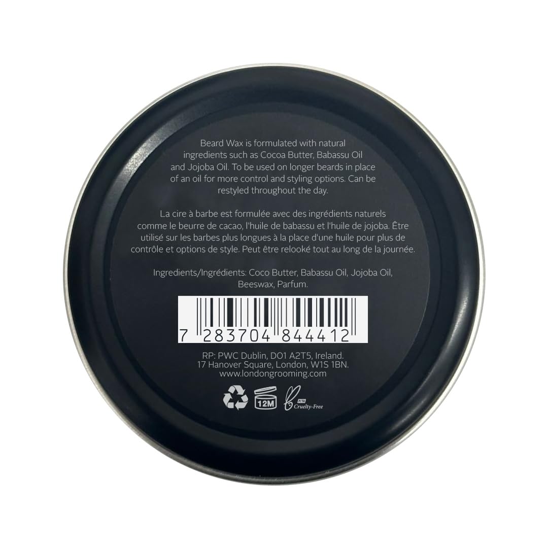 The London Grooming Company Cera para barba  Fuerte sujeción durante todo el día  Ingredientes totalmente naturales  Tratamiento de crecimiento y