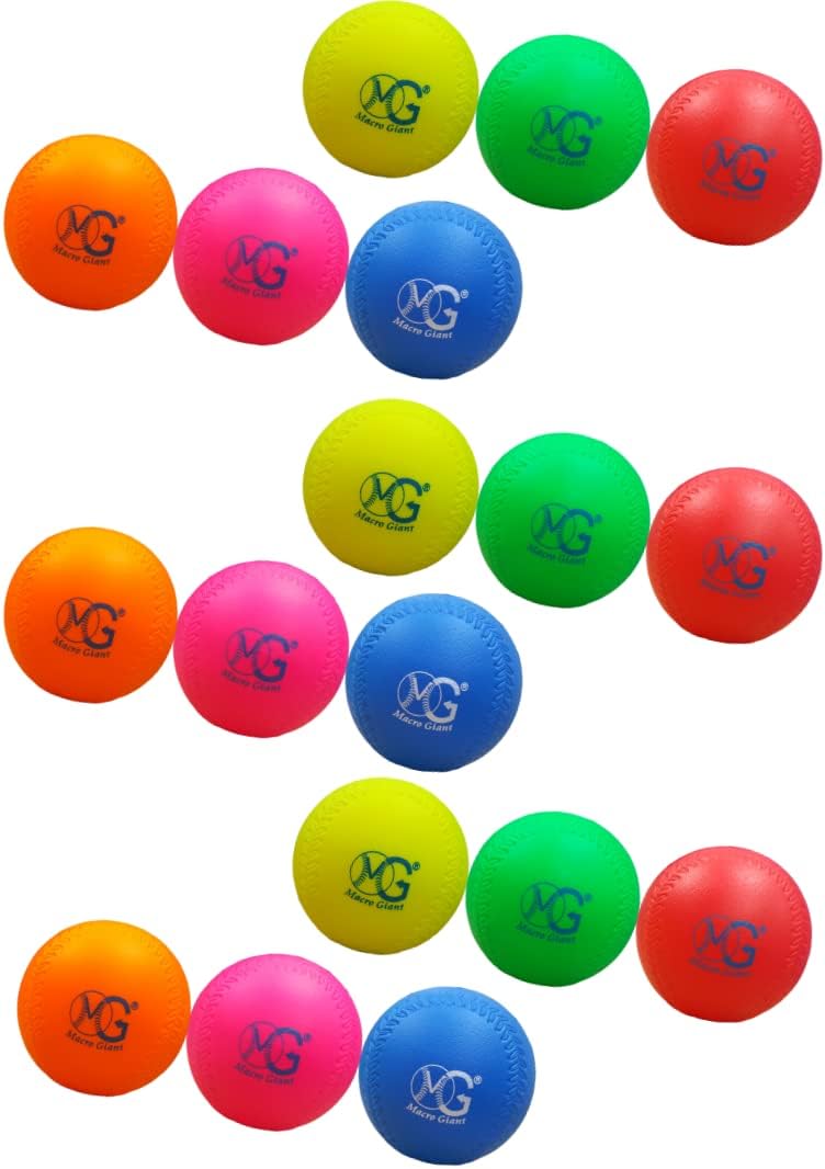 Macro Giant – Pelota de espuma de poliuretano de 3.5 pulgadas (diámetro), juego de 18, multicolor, práctica de entrenamiento de béisbol, pelota de