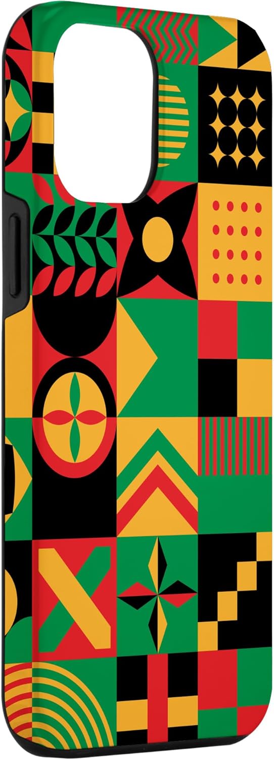 Funda para iPhone 14 Pro Max con patrón tribal africano orgullo afroamericano historia negra