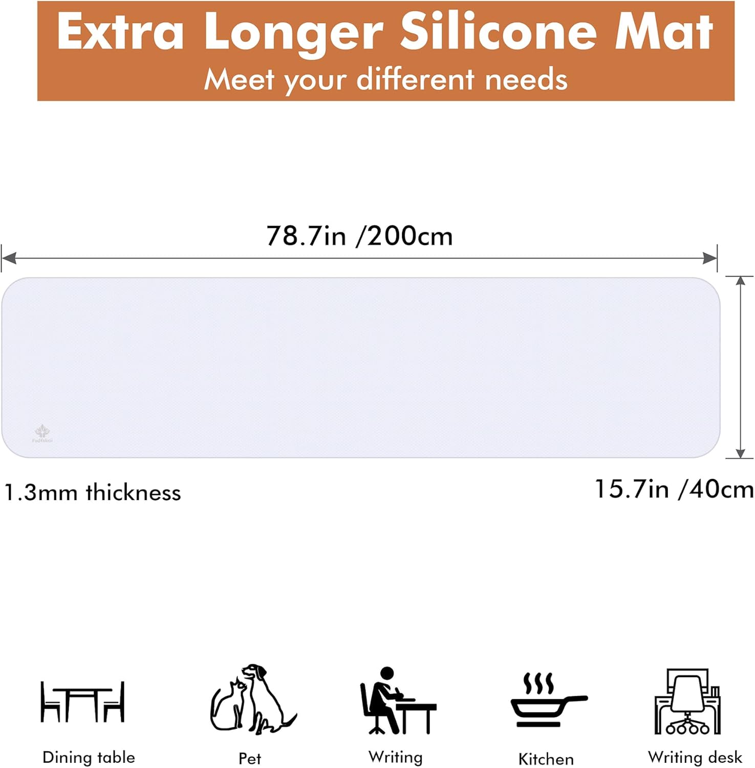 Fsdfskoi Alfombrilla de proceso de silicona extra grande adecuada para aplicaciones de cocina, cocina, oficina, horneado (15.7 x 78.7) pulgadas