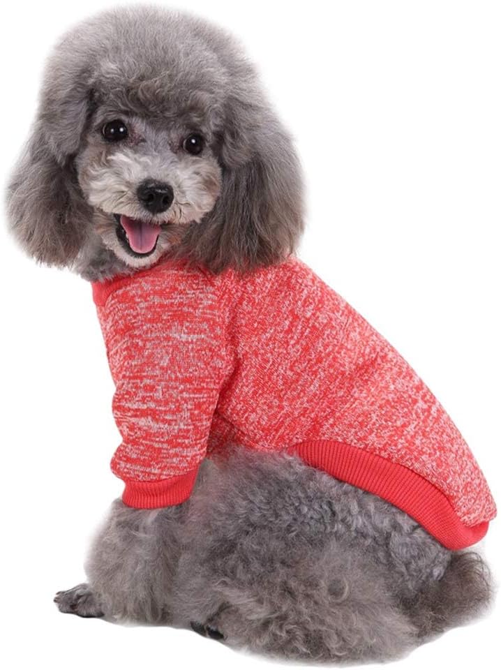 Jecikelon – Ropa para mascotas, suéter suave, cálido y grueso, suéter de invierno para perros (talla XS, color rojo)