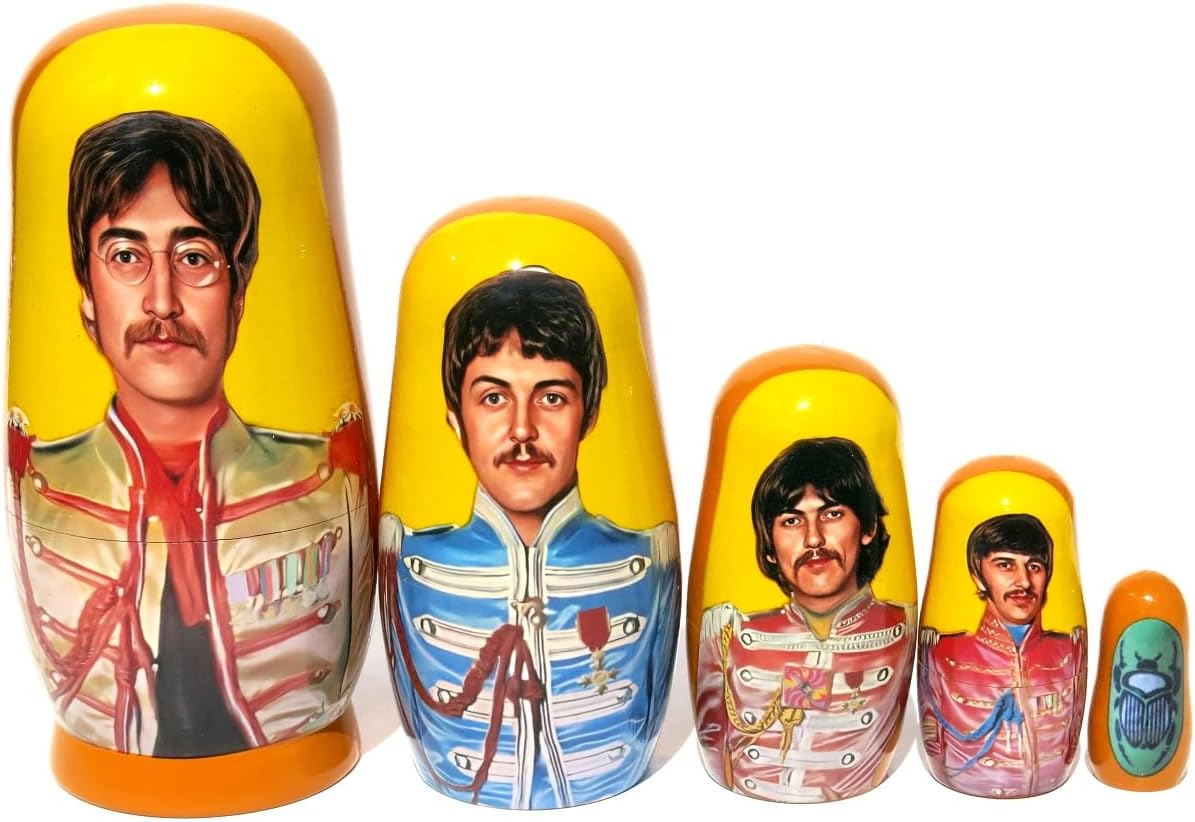 Beatles SGT. Pepper’s – Muñecas anidadas apilables en muñeca Matryoshka Set de 5.75 pulgadas de alto