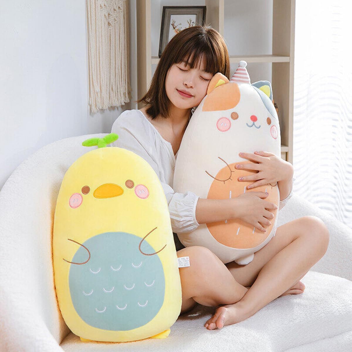 Almohada de peluche de pato para abrazar, bonita almohada de peluche de animal de peluche, almohada suave de peluche de dibujos animados para niños