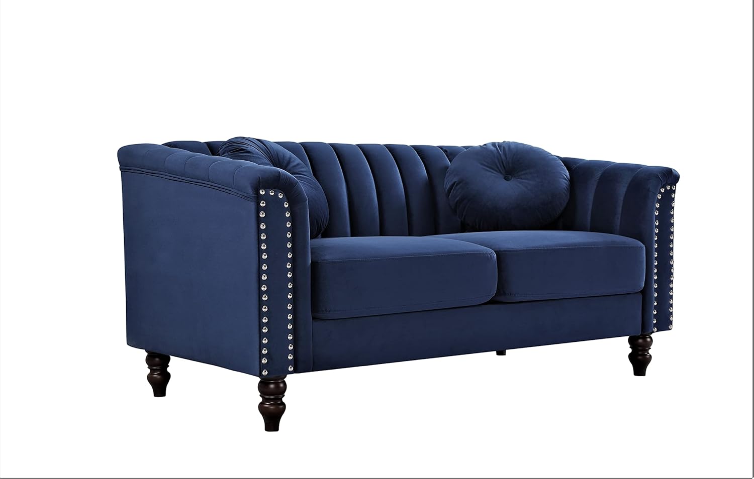 US Pride Furniture Sofá biplaza de terciopelo moderno de mediados de siglo de 61 pulgadas, sofá de 2 plazas inspirado en Chesterfield para sala de