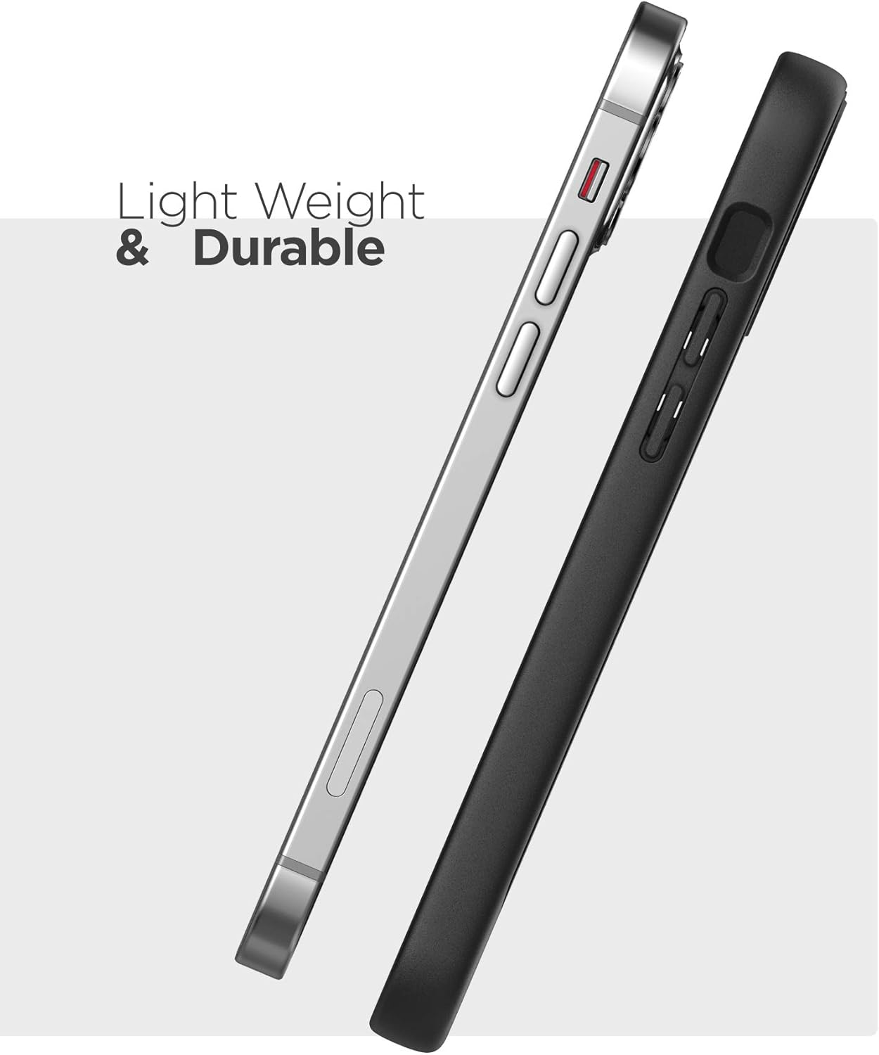Thin Armor Series – Funda con clip para cinturón compatible con iPhone 12 Pro Max, funda de agarre delgado con funda, color negro