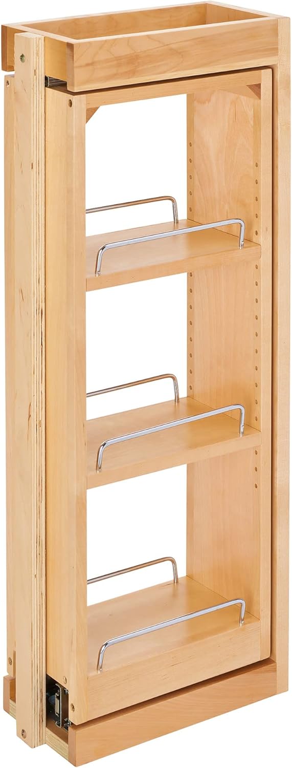 Rev-A-Shelf Organizador de madera extraíble para armario de cocina, almacenamiento de despensa deslizante con cierre suave en varios tamaños, madera