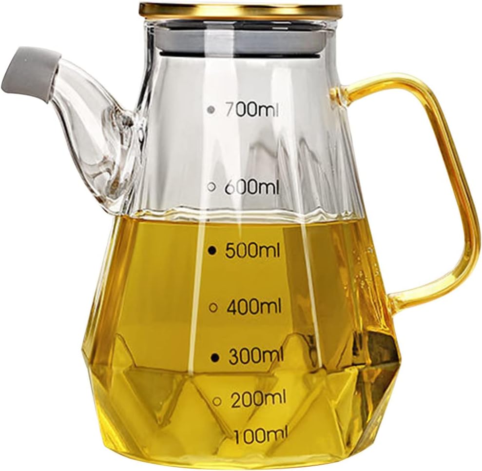 UPKOCH Botella dispensadora de aceite para freír, botella de aceite de vidrio con asa y tapa, dispensador de aceite y vinagre, contenedor de líquido