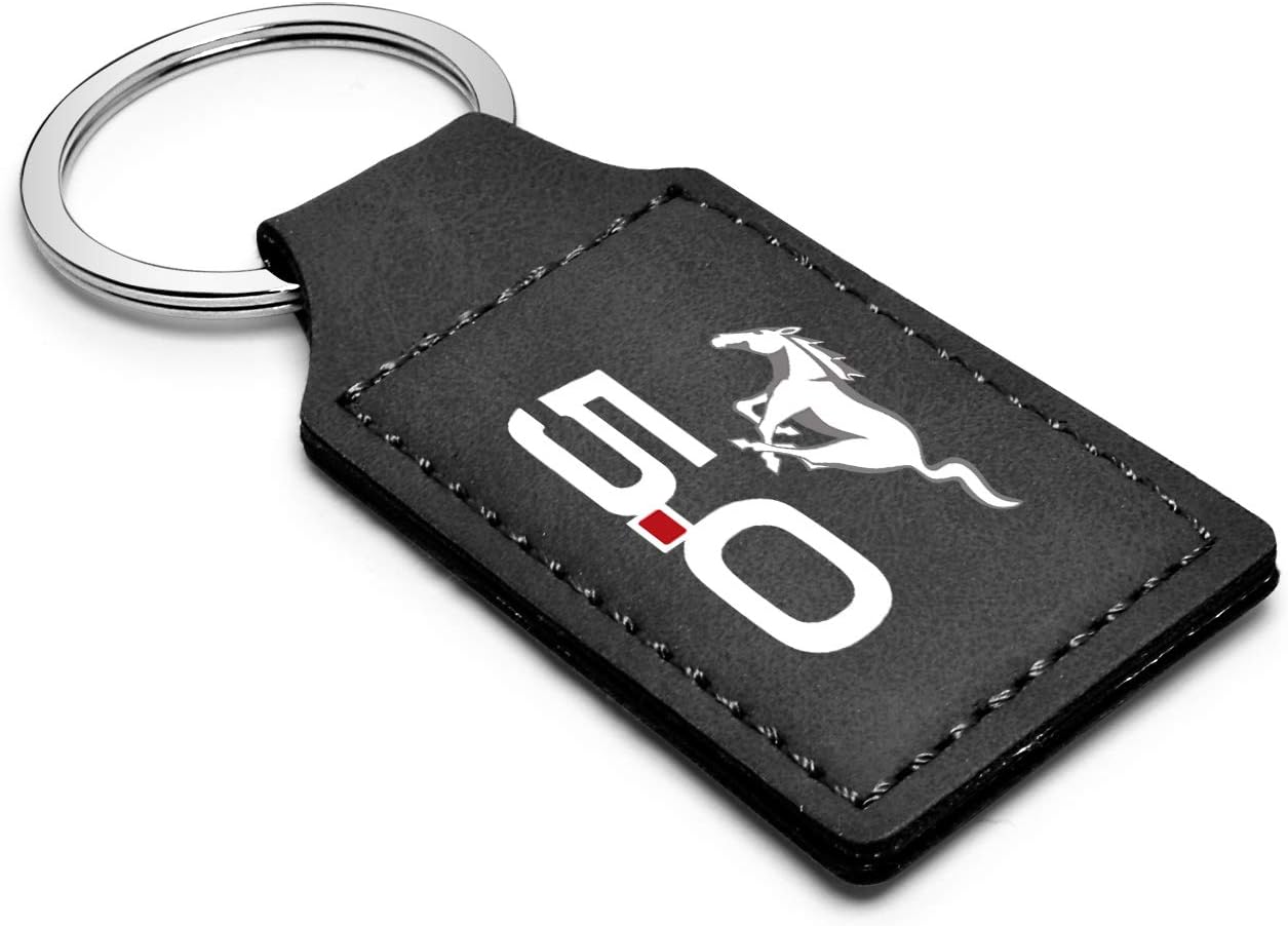 Compatible con llavero rectangular de cuero sintético negro Ford Mustang GT 5.0
