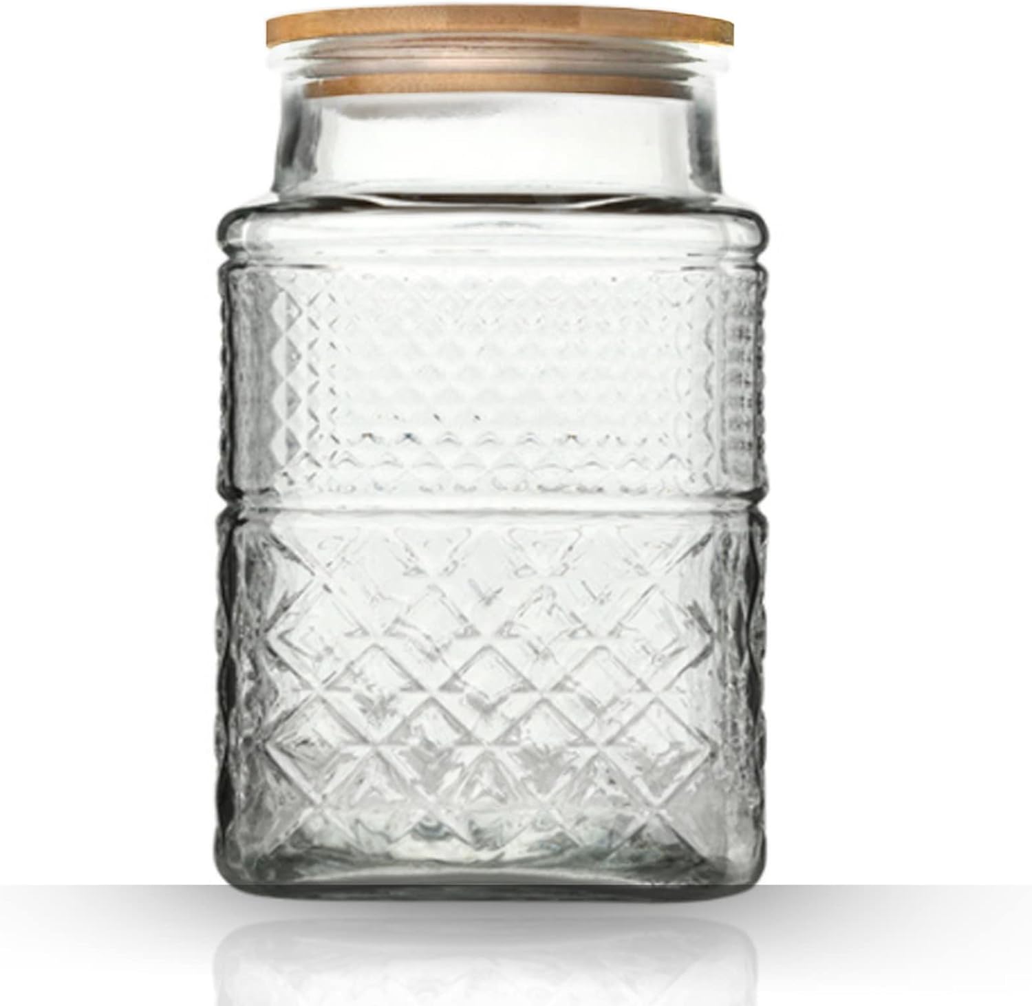 Large Glass Storage Jar, 60 FL OZ Glass Food Storage Containers with Bamboo Lid, Kitchen Containers Cereal Canisters Decorative Jar for Candy Snack