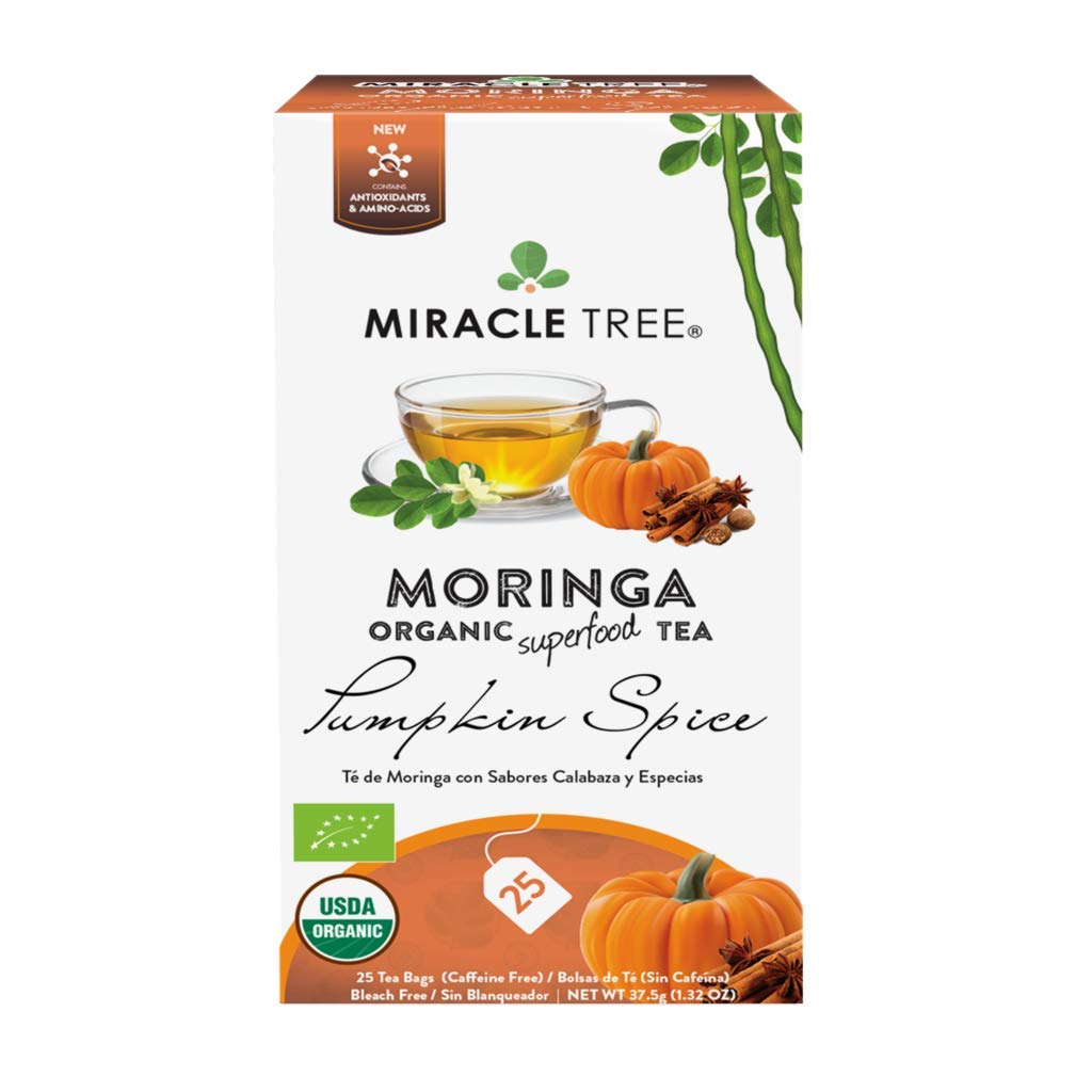 Miracle Tree – Té de moringa orgánico, superalimento, 25 sacos de té individuales sellados.