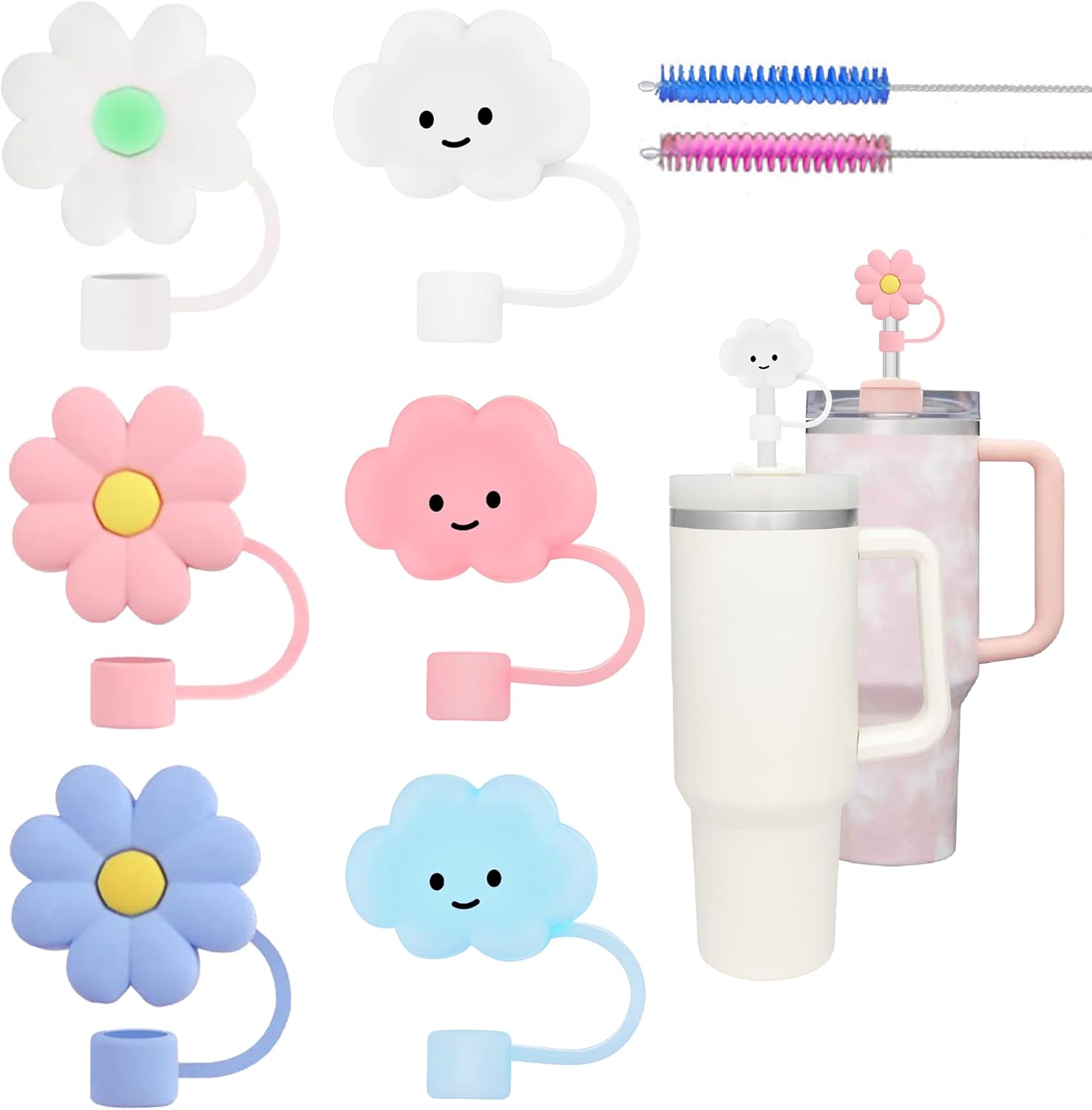 6 fundas de popote de silicona compatibles con vasos Stanley de 30 y 40 onzas, tapas de paja de 0.39 pulgadas0.394 in para accesorios de copa