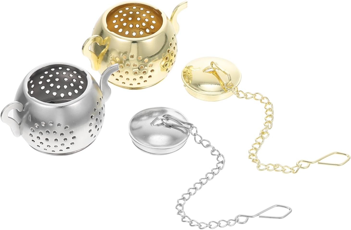 SHERCHPRY 2 cestas de té de acero inoxidable, coladores de té con tapa, colador de té extrafino, infusor de té de acero inoxidable, té caliente, té