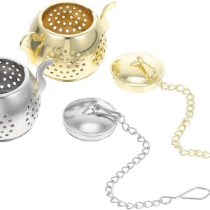 SHERCHPRY 2 cestas de té de acero inoxidable, coladores de té con tapa, colador de té extrafino, infusor de té de acero inoxidable, té caliente, té SHERCHPRY 2 cestas de té de acero inoxidable, coladores de té con tapa, colador de té extrafino, infusor de té de acero inoxidable, té caliente, té
