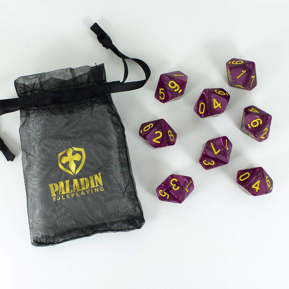Dados de perlas granate – Juego de 8 D10 – ‘Ciruela’
