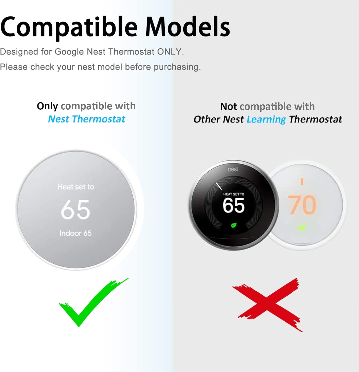 Miimall Compatible con el kit de ajuste de termostato Google Nest, cubierta de placa de pared de termostato de silicona para huellas dactilares,