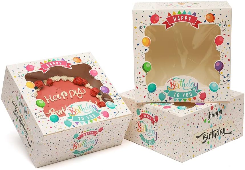 36 cajas para tartas de 10 x 10 x 5 con ventana, paquete de 18 cajas para tartas de cumpleaños, cajas de panadería de 10 pulgadas (18 cajas para