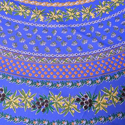 Le Cluny, Mantel de 100% algodón recubierto, color azul olivos y mimosas, 60 x 84 pulgadas