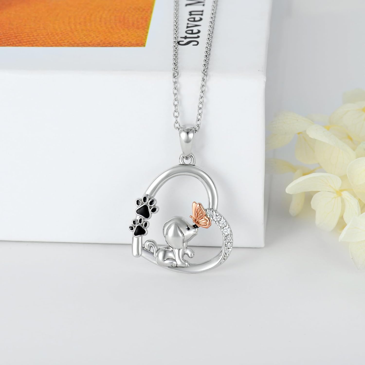 Regalos de recuerdo para mascotas, collar de corazón de vaca de las tierras altas de plata de ley 925, joyería conmemorativa para mascotas, para