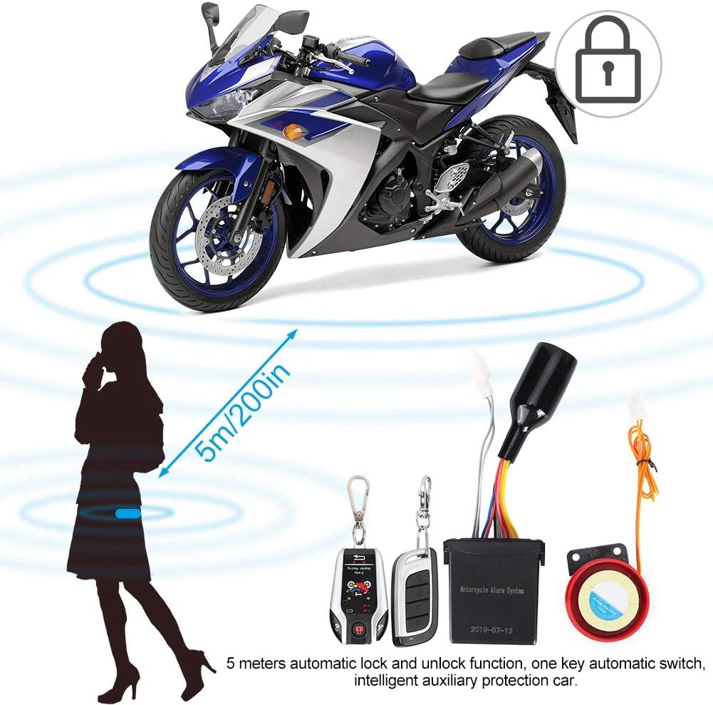 Sistema de alarma de motocicleta antirrobo, bocina de alarma remota de 2 vías, sistema de seguridad impermeable con función de arranque del motor