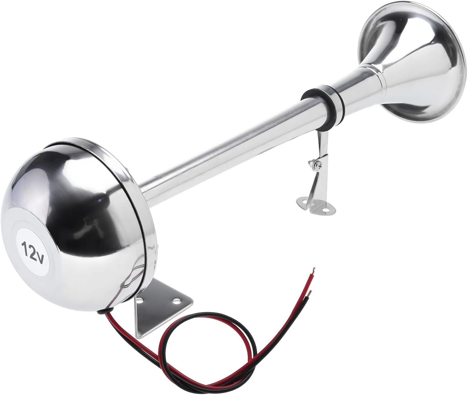 NovelBee Bocina de trompeta de barco marino de 12 V, bocina eléctrica única de acero inoxidable de 115 db para remolque de camión de barco