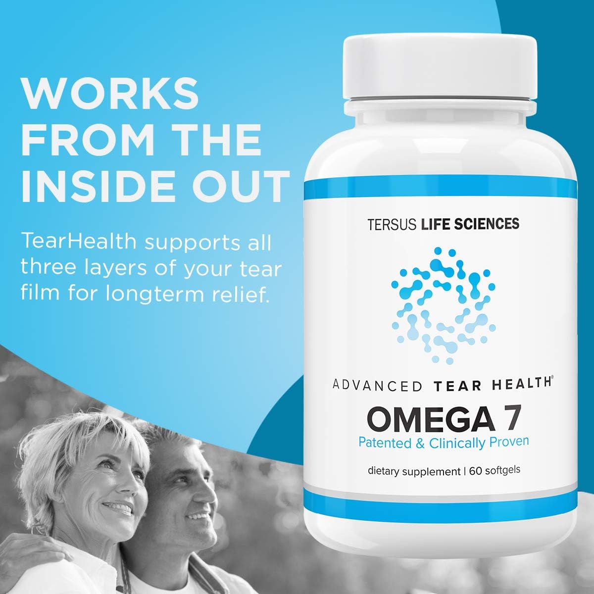 Cardia 7 Tear Health – 60 unidades – Ojo seco avanzado – Omega7 Natural – Ayuda con el ojo seco, calidad de lágrimas y alivia la irritación