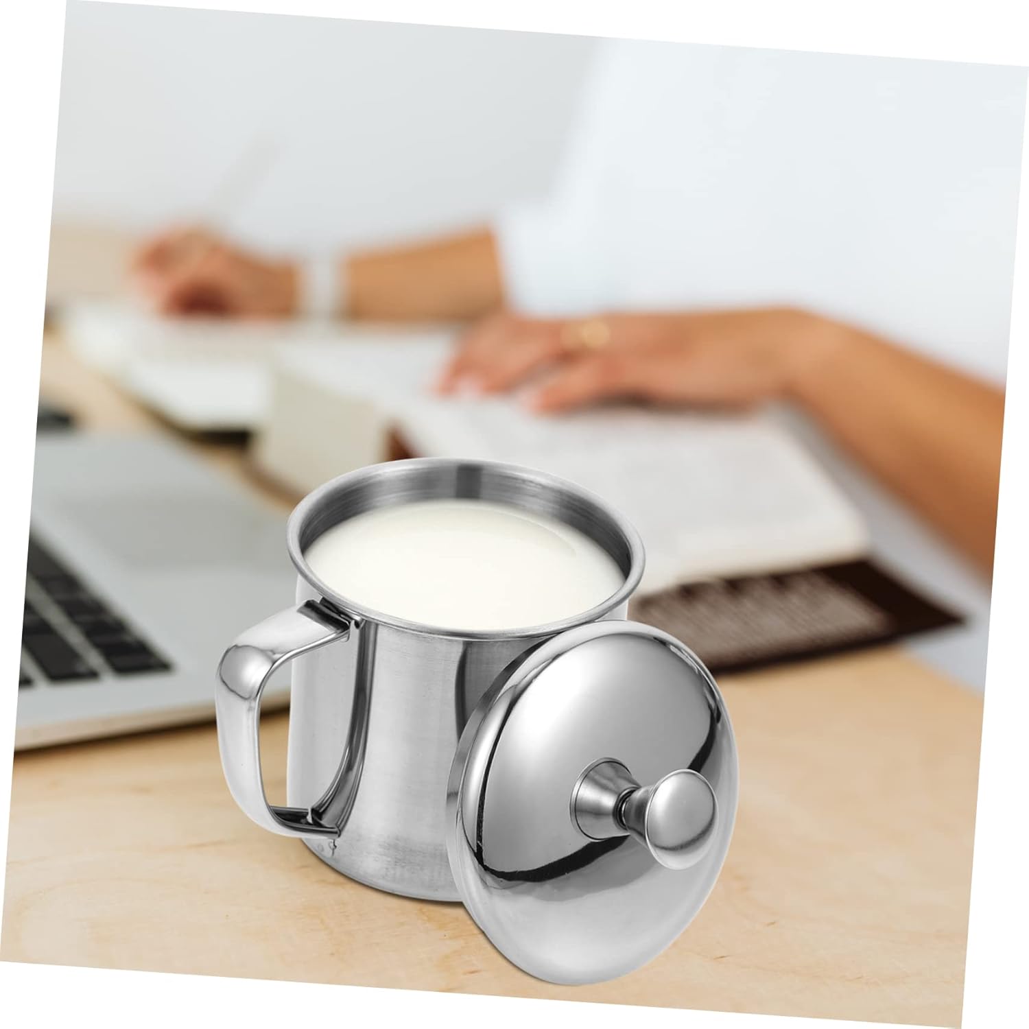 HOMSFOU Taza de agua de acero inoxidable Taza de café inastillable Taza de camping Taza de cerveza Taza de medición Jarra de viaje Taza de leche de