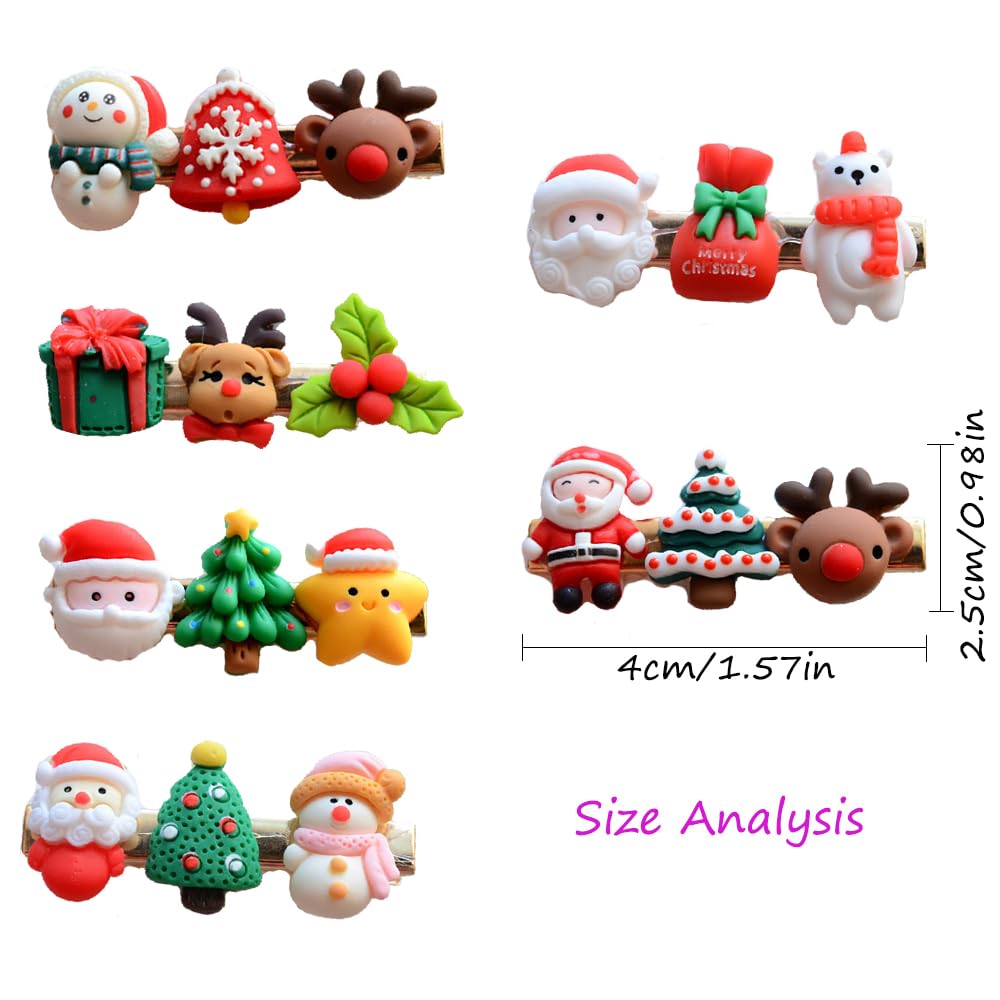 Pinzas para el cabello de Navidad, lindas campanillas de reno, Papá Noel, oso, muñeco de nieve, horquillas para el cabello, pasadores festivos para