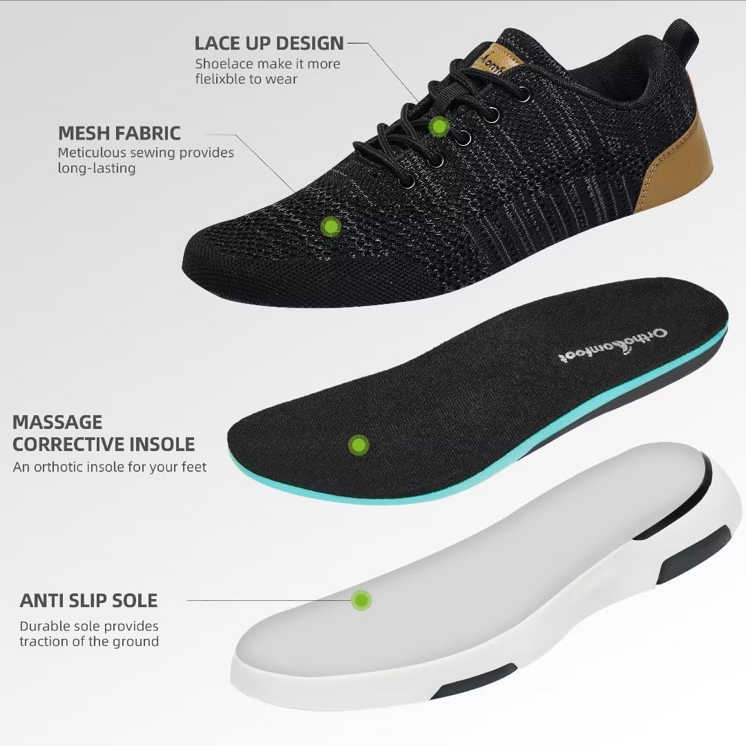 OrthoComfoot Zapatos deportivos ortopédicos ultraligeros para mujer, con soporte de arco con cordones para alivio de la fascitis plantar, tenis