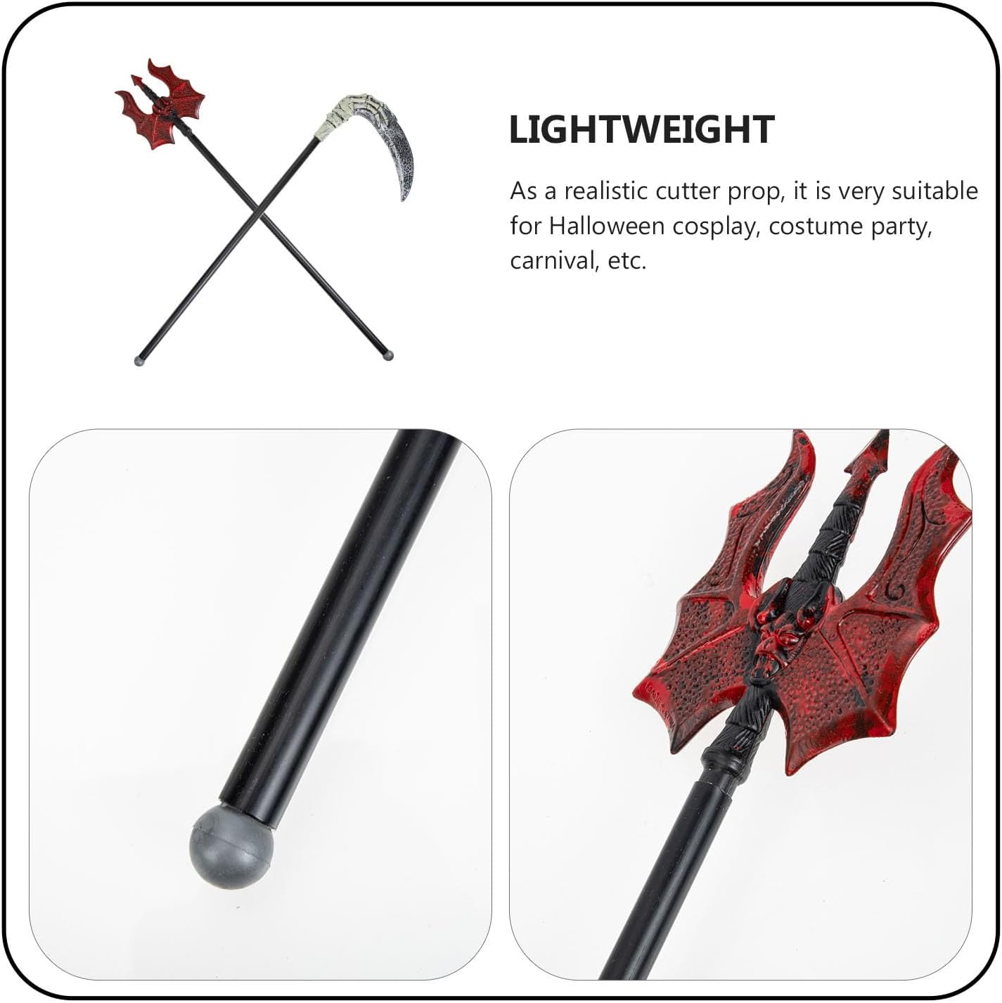 Tenedor de diablo, 2 piezas, tres tenedores, juguetes de Halloween, accesorios rojos, disfraces de Halloween para utilería, cuchillo falso